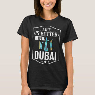 Dubai United Arab Emirates Uae City Skyline Map Tr T-shirt