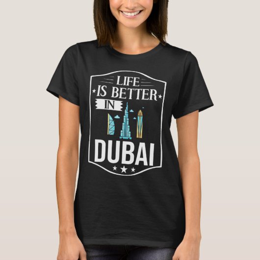 Dubai United Arab Emirates Uae City Skyline Map Tr T-shirt (Voorkant)