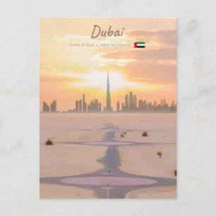 Dubai, VAE - Burj Khalifa woestijn skyline Briefkaart
