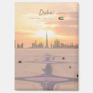 Dubai, VAE - Burj Khalifa woestijn skyline Magneet