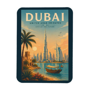 Dubai VAE Illustratie Reis Kunst Vintage Magneet