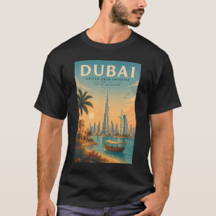 Dubai VAE Illustratie Reis Kunst Vintage T-shirt