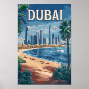 Dubai VAE Kunst Vintage Illustratie Reizen Poster