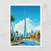 Dubai VAE vintage reisillustratie Briefkaart (Voorkant)