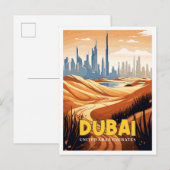 Dubai VAE vintage reisillustratie Briefkaart (Voorkant / Achterkant)