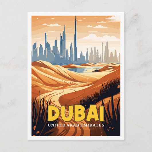 Dubai VAE vintage reisillustratie Briefkaart (Voorkant)