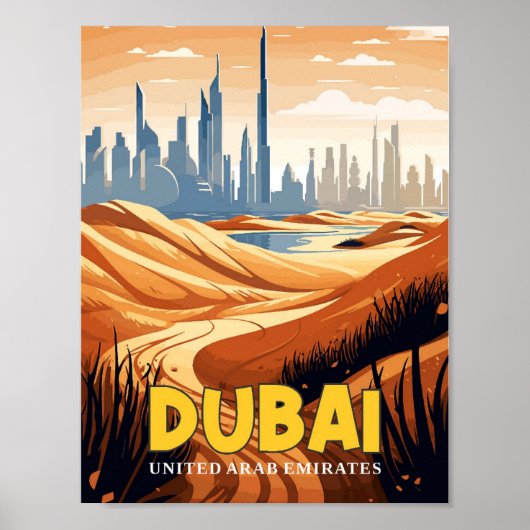 Dubai VAE vintage reisillustratie Poster (Voorkant)