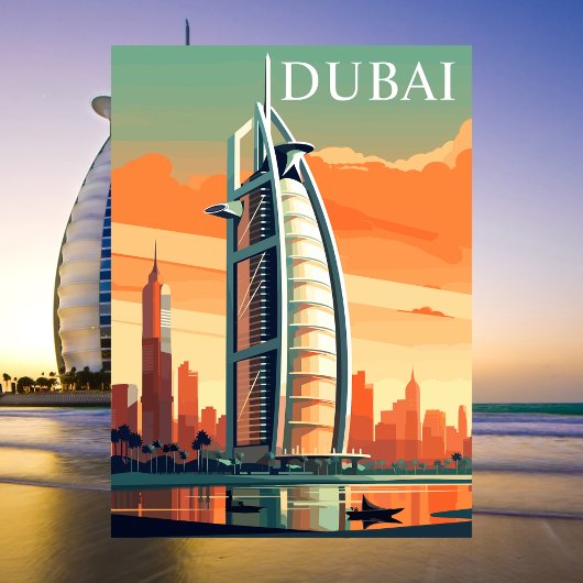 Dubai, VAE, Wolkenkrabbers Reis Ouderwets Briefkaart