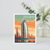 Dubai, VAE, Wolkenkrabbers Reis Ouderwets Briefkaart (Staand voorkant)