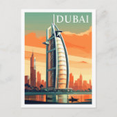 Dubai, VAE, Wolkenkrabbers Reis Ouderwets Briefkaart (Voorkant)
