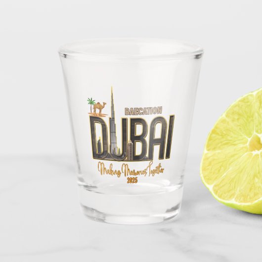 Dubai vakantie Ontdek de magie van uw avontuur Shot Glas (Voorkant)
