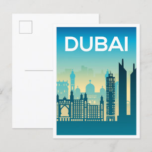 Dubai Verenigde Arabische Emiraten Art Travel Illu Briefkaart