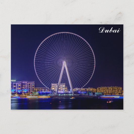 Dubai Verenigde Arabische Emiraten Ferris Night Briefkaart (Voorkant)