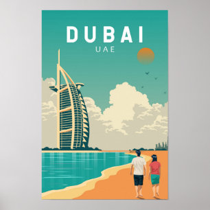 Dubai Verenigde Arabische Emiraten Retro Reis Kuns Poster