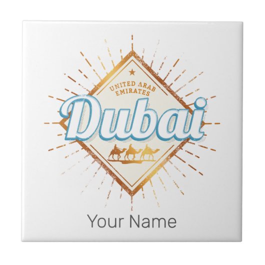 Dubai Verenigde Arabische Emiraten VAE Souvenir Tegeltje (Voorkant)