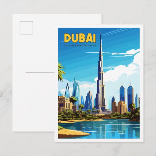 Dubai Verenigde Arabische Emiraten vintage reizen Briefkaart (Voorkant / Achterkant)
