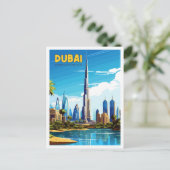Dubai Verenigde Arabische Emiraten vintage reizen Briefkaart (Staand voorkant)