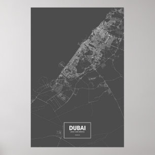 Dubai, Verenigde Arabische Emiraten (wit op zwart) Poster