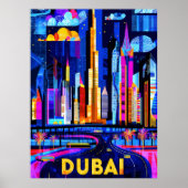 Dubai Vibrant Skyline - Geometrische stadskunst Poster (Voorkant)