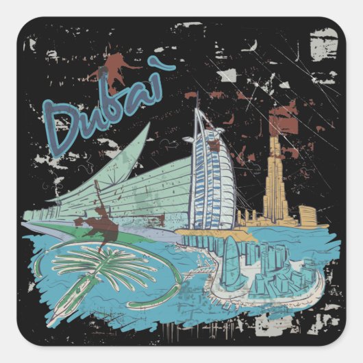 Dubai Vierkante Sticker (Voorkant)