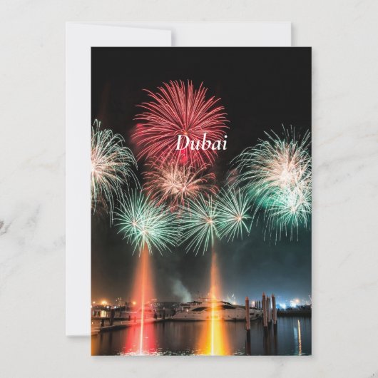 Dubai-vuurwerk, met etiket, kaart (Voorkant)