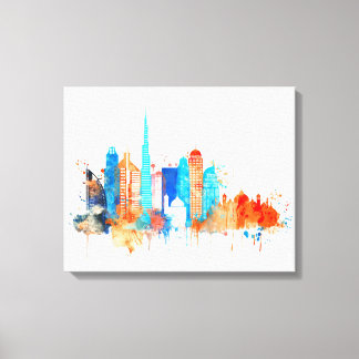 Dubai waterverf skyline canvas afdruk