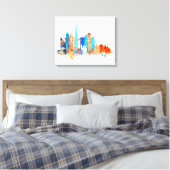 Dubai waterverf skyline canvas afdruk (Insitu (Slaapkamer))