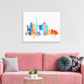 Dubai waterverf skyline canvas afdruk (Insitu (Woonkamer))
