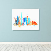 Dubai waterverf skyline canvas afdruk (Insitu (Houten vloer))