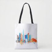 Dubai waterverf skyline tote bag (Voorkant)