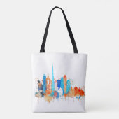 Dubai waterverf skyline tote bag (Achterkant)