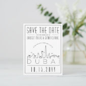 Dubai Wedding Deco Skyline Save the Date Briefkaar Briefkaart (Staand voorkant)