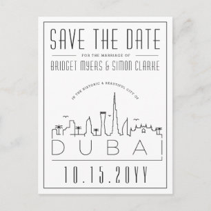 Dubai Wedding Deco Skyline Save the Date Briefkaar Briefkaart