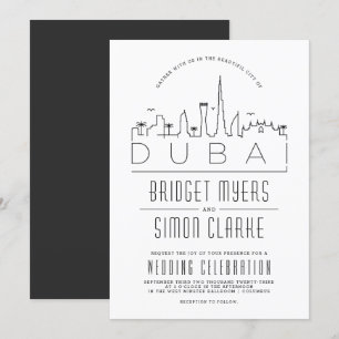 Dubai Wedding Deco Skyline Uitnodiging