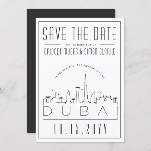 Dubai Wedding Deco Style Skyline Save the Date Kaart