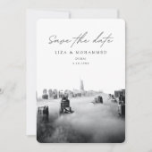 Dubai Wedding Save the Date Zwart & Wit Classy Kaart (Voorkant)