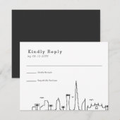 Dubai Wedding | Stylized City Skyline RSVP Kaartje (Voorkant / Achterkant)