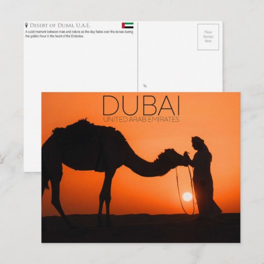Dubai-woestijn, VAE Reisansichtkaart Briefkaart (Voorkant / Achterkant)