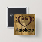Duba's Bas Clef Hart Autoharp Vierkante Button 5,1 Cm (Voorkant /achterkant)