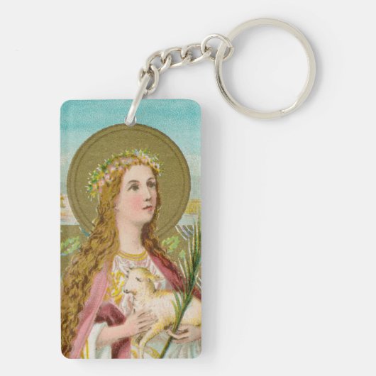 Dubbel Afbeelding St. Agnes van Rome (BC 01) Sleutelhanger (achterkant)