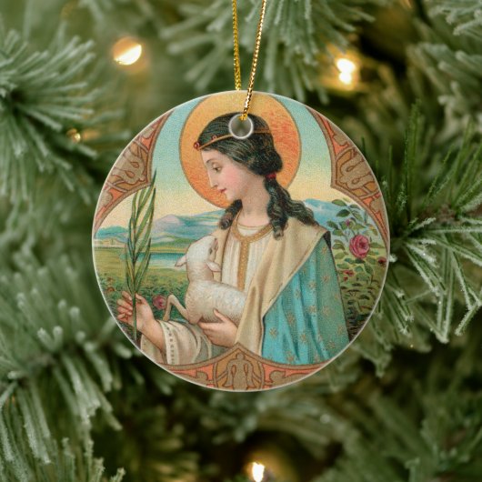 Dubbel Afbeelding St. Agnes van Rome (BK 006) Keramisch Ornament (Boom)