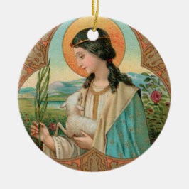 Dubbel Afbeelding St. Agnes van Rome (BK 006) Keramisch Ornament