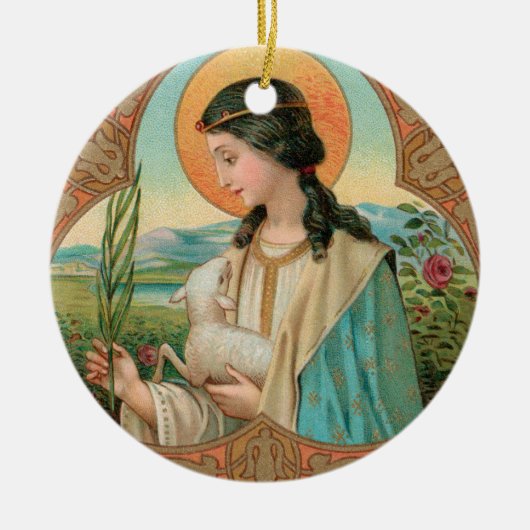 Dubbel Afbeelding St. Agnes van Rome (BK 006) Keramisch Ornament (Voorkant)