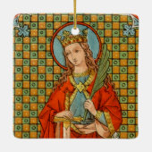 Dubbel Afbeelding St. Barbara (JP 01) Square Keramisch Ornament (Achterkant)
