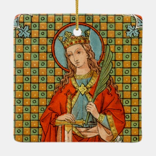Dubbel Afbeelding St. Barbara (JP 01) Square Keramisch Ornament (Achterkant)