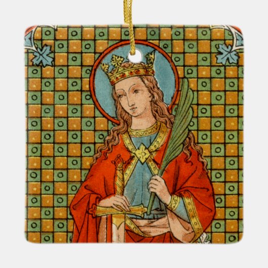 Dubbel Afbeelding St. Barbara (JP 01) Square Keramisch Ornament (Voorkant)