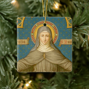 Dubbel Afbeelding St. Clare of Assisi (SAU 027) Keramisch Ornament