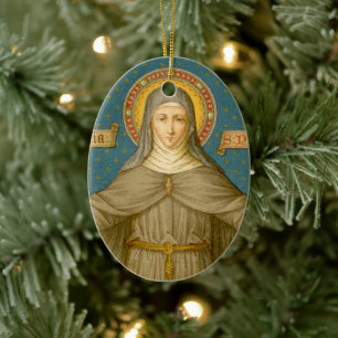 Dubbel Afbeelding St. Clare of Assisi (SAU 027) Keramisch Ornament