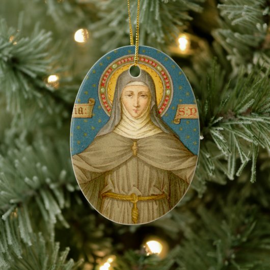 Dubbel Afbeelding St. Clare of Assisi (SAU 027) Keramisch Ornament (Boom)