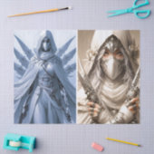 Dubbel Afbeelding van Vrouw Warrior in Witte Decou Tissuepapier (Craft)